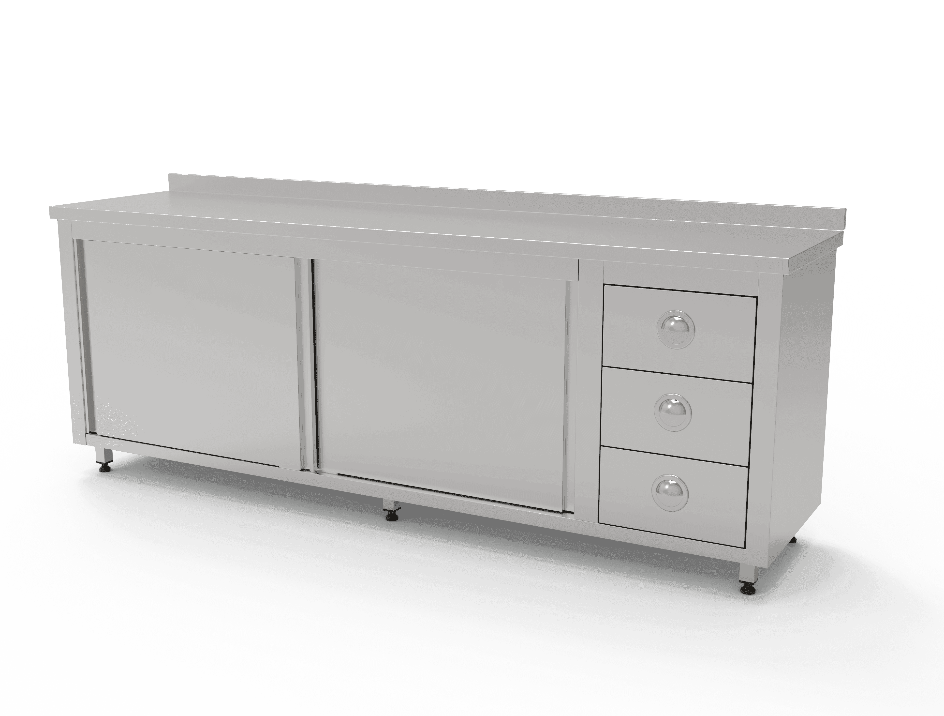 Sağdan 3'lü Blok Çekmeceli ve Sürgü Kapılı Çalışma Tezgahı