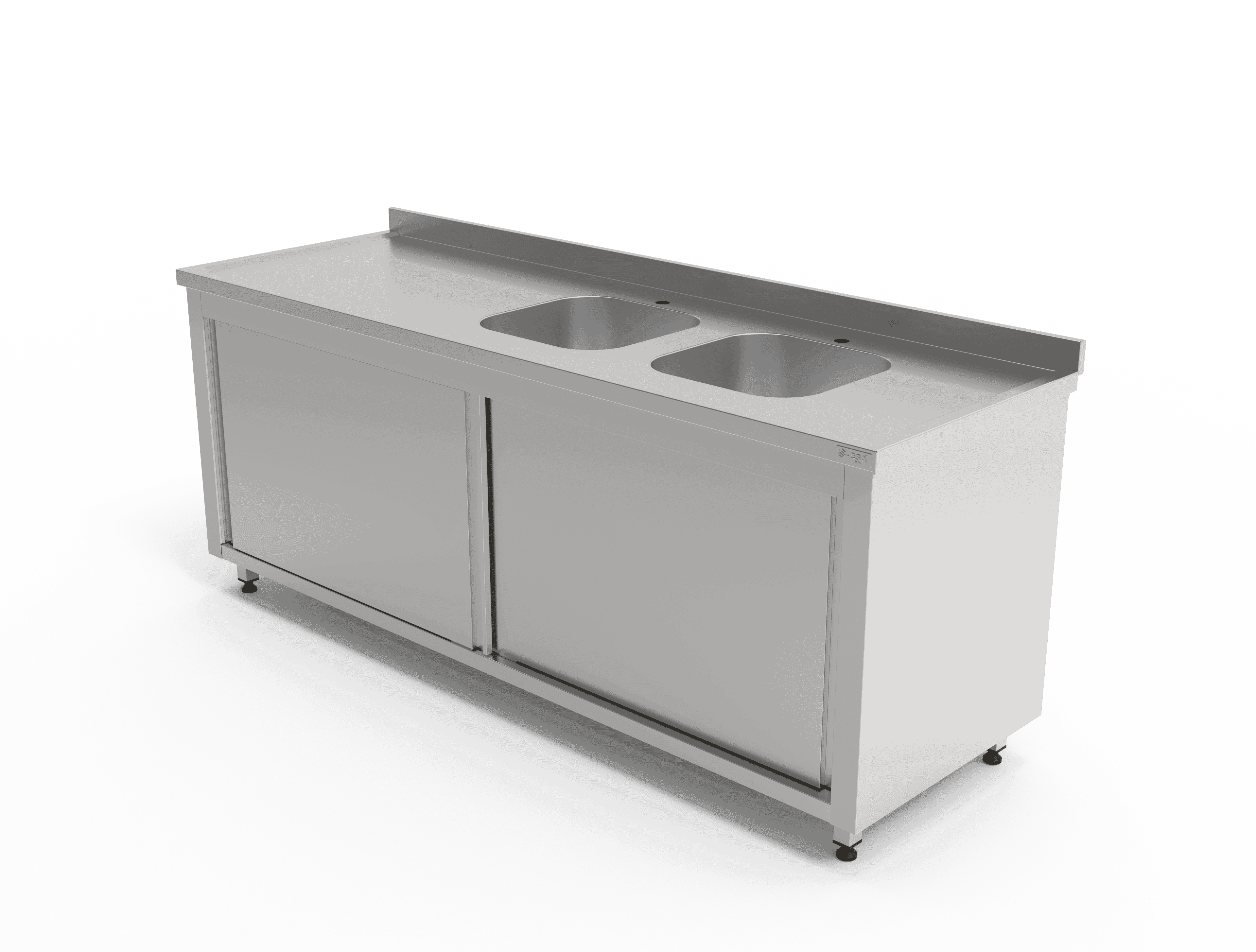 Dolaplı Sürgülü İki Evyeli Tezgah